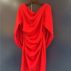Betsy & Adam Vibrant Red Long Sleeve Dress